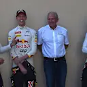 Dr Helmut Marko (AUT) Red Bull Motorsport Consultant with Daniel Ricciardo (AUS) Red Bull Racing, Daniil Kvyat (RUS) Red Bull Racing and Max Verstappen (NDL) Scuderia Toro Rosso at Formula One World Championship, Rd19, Abu Dhabi Grand Prix, Race, Yas Marina Circuit, Abu Dhabi, UAE, Sunday 29 November 2015. &copy; Sutton Motorsport Images